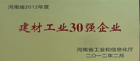 河南省2012年度建材工業30強企業